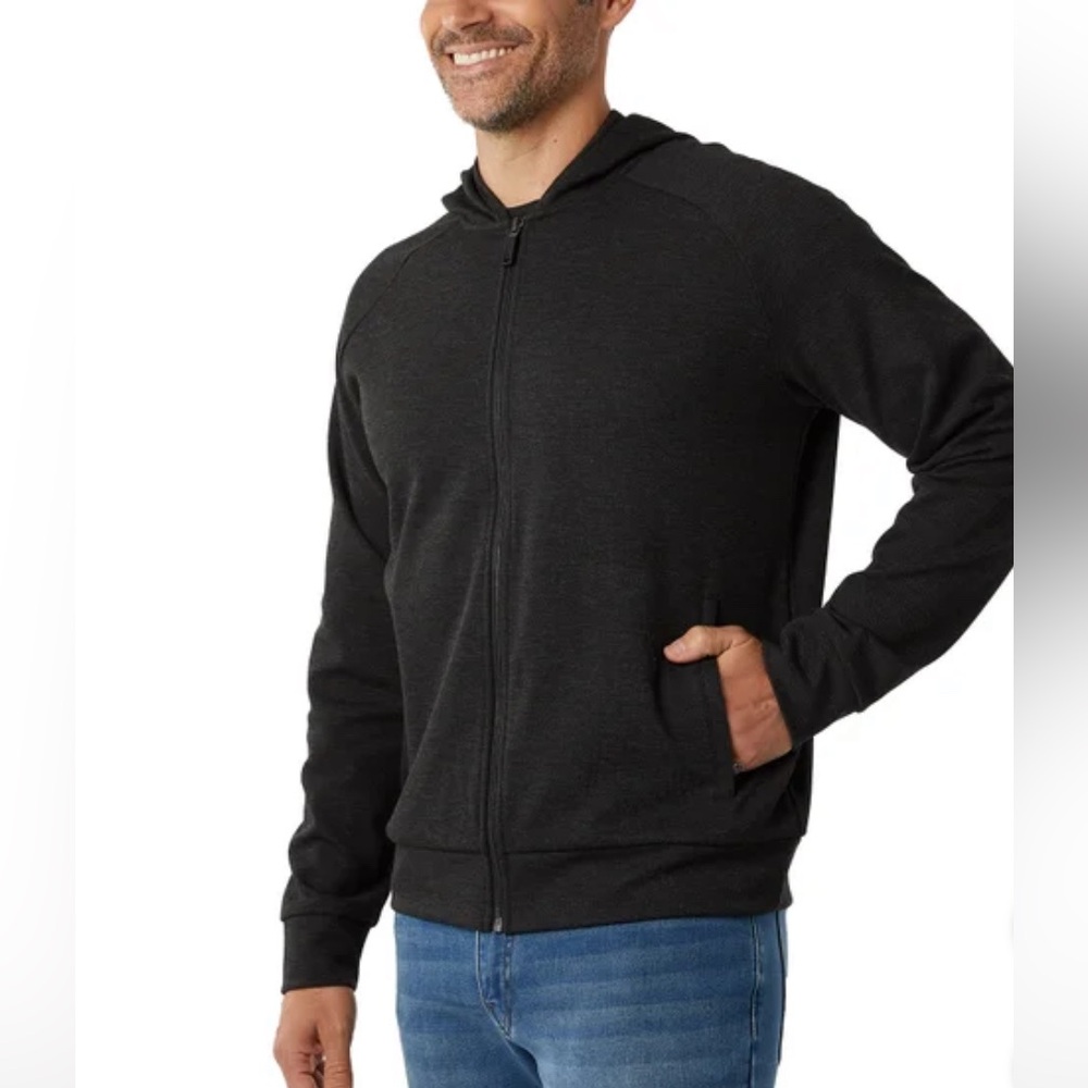 🌙B107- 32 Degrees Men's Full Zip Hoodie - Black/Charcoal